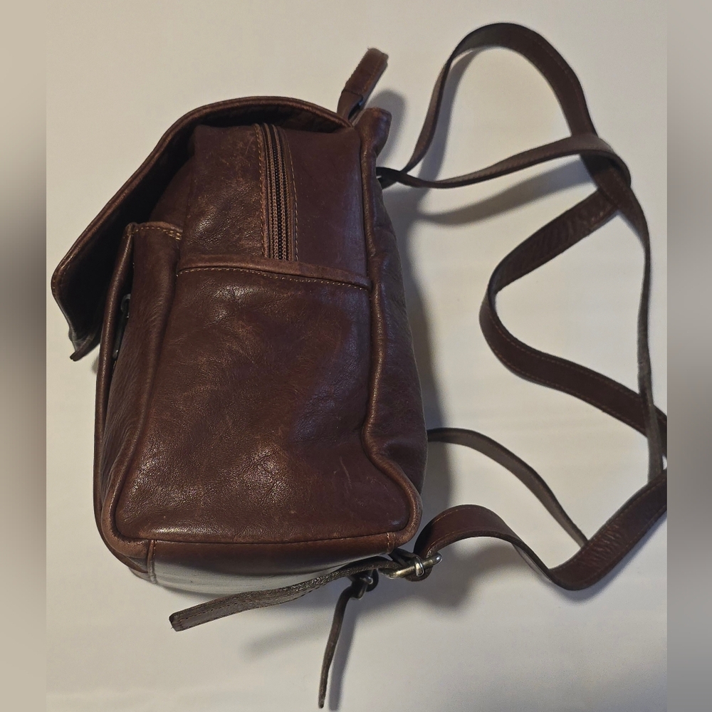 VTG Bruno Rossi Italian Brown Leather Mini Backpack Purse Made in Italy - Picture 2 of 12
